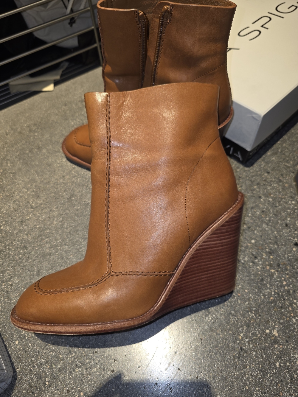 See By Chloe Tan Leather Wedge Ankle Boots
